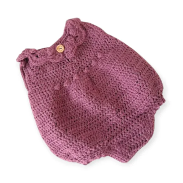 Hand Knitted Dusty Rose Romper 0-3m