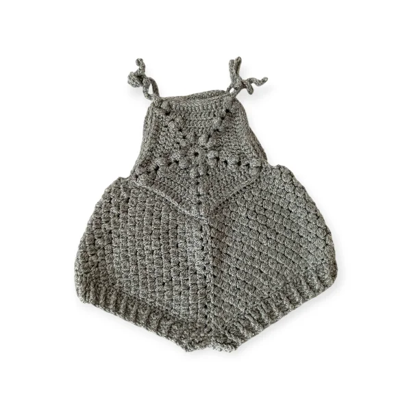 Hand Knitted Grey Bobble Romper 0-3m