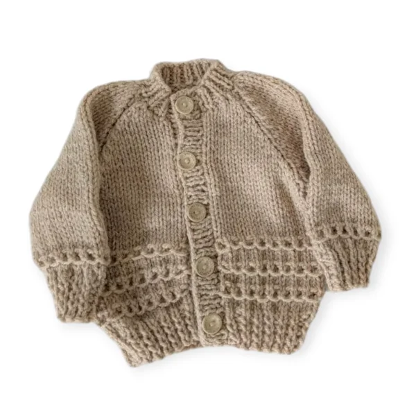 Hand Knitted Sand Cardigan - 6-12 months