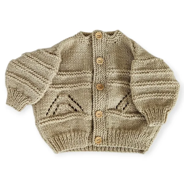 Hand Knitted Thatcher Sand Cardigan 0-3 months