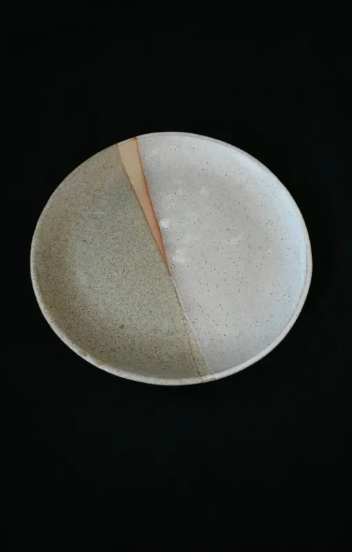 Handmade Ceramic Green / Natural Plate