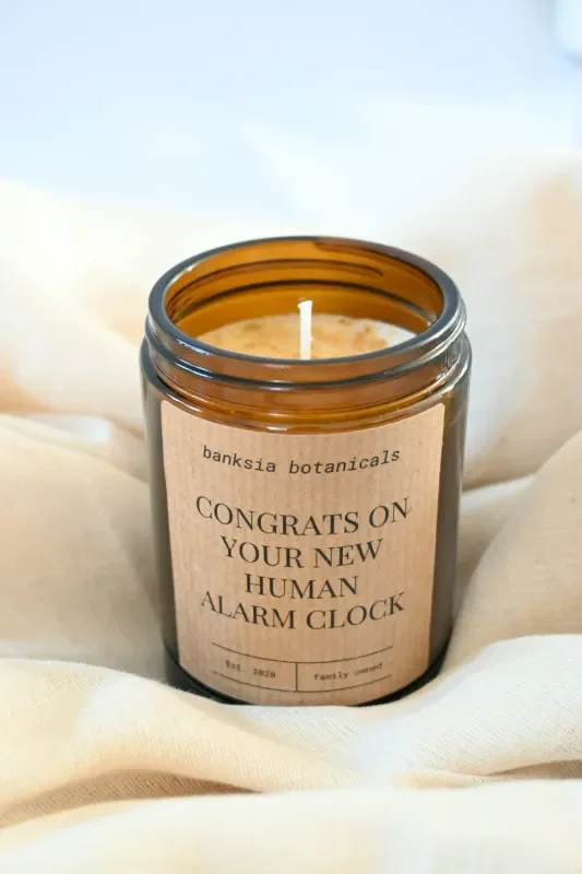 Human Alarm Clock New Baby Soy Wax Candle