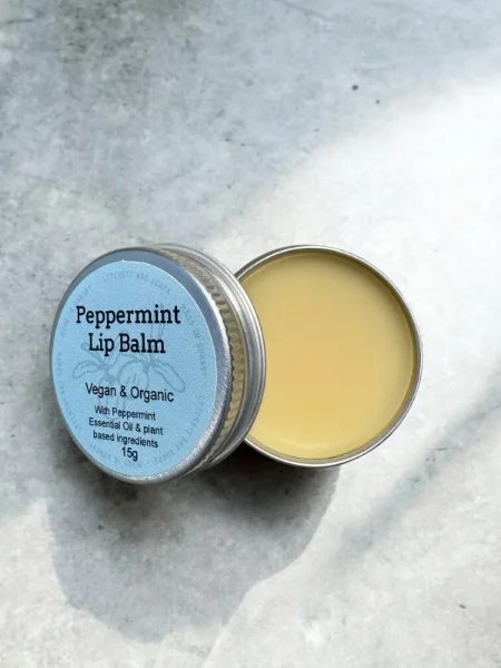 Peppermint Vegan and Organic Lip Balm 15g, Made In Dorset