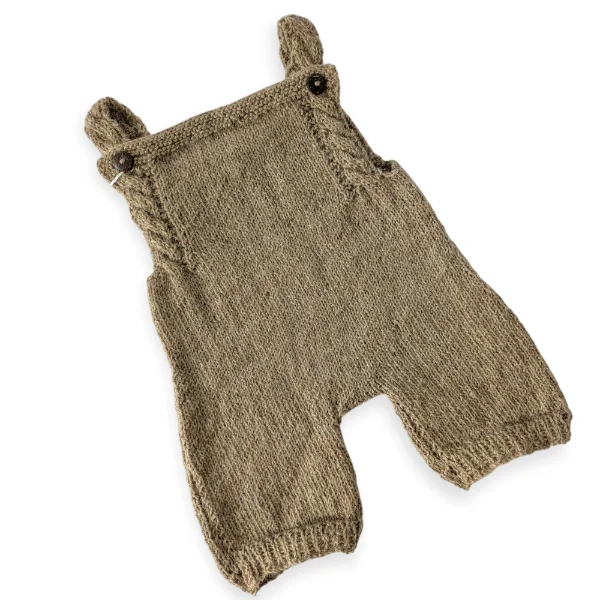 Pure 100% Baby Alpaca Dungarees in Nougat 12-18m