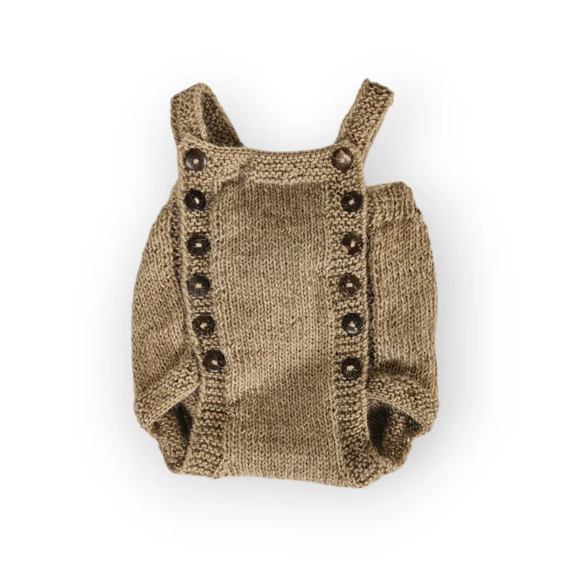 Pure 100% Baby Alpaca Romper in Nougat 0-6 months