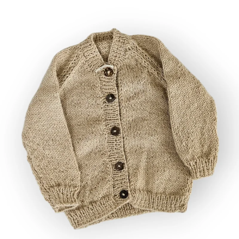 Pure 100% Beige Baby Alpaca Cardigan 6-12 months